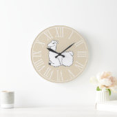 Sleepy Fluffy Llama & White Polka Dots Große Wanduhr (Zuhause)