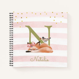 Sleepy Fox Illustration Girl Daily Zeichnend Notizblock