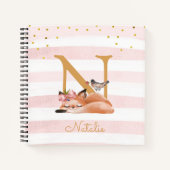 Sleepy Fox Illustration Girl Simple Sketchbook Notizblock (Vorderseite)