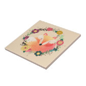 Sleepy Fox in Boho Blumenreath Fliese (Seite)