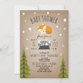 Sleepy Fox Mountains Babydusche Einladung (Vorderseite)