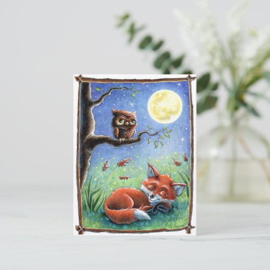 Sleepy Fox Postkarte (Stehend Vorderseite)