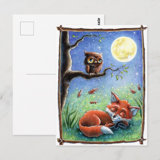 Sleepy Fox Postkarte (Vorne/Hinten)