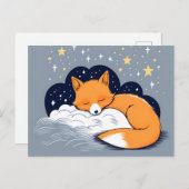 Sleepy Fox Starry Night Postkarte (Vorne/Hinten)
