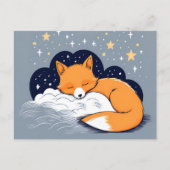 Sleepy Fox Starry Night Postkarte (Vorderseite)