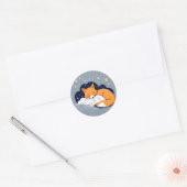 Sleepy Fox Starry Night Runder Aufkleber (Umschlag)