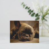 Sleepy French Bulldog Postkarte (Stehend Vorderseite)