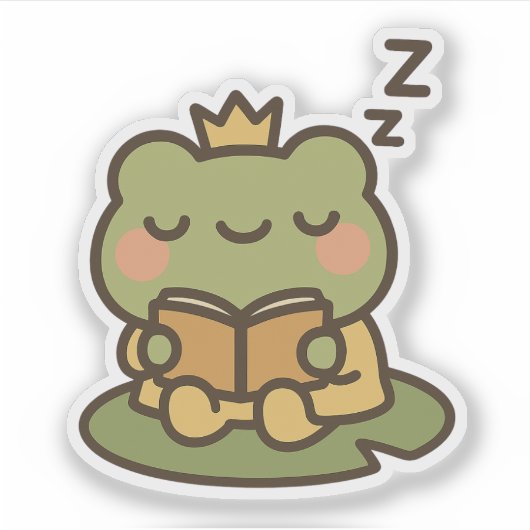 Sleepy Frosch auf Lily Pad Sticker (Vorderseite)