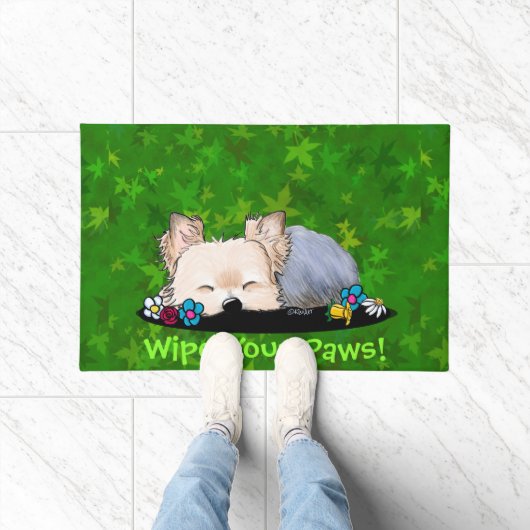 Sleepy Garden Helper Yorkie Doormat Fußmatte (Indoor)