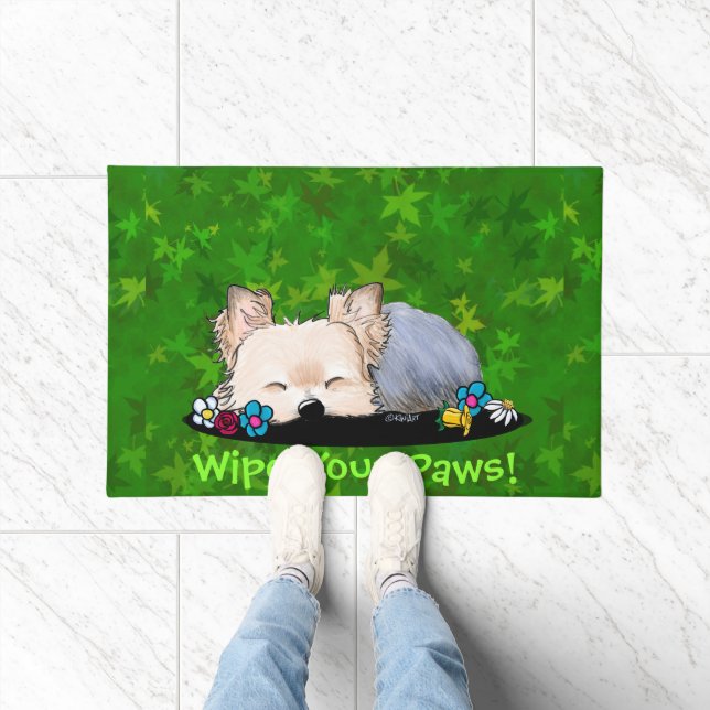 Sleepy Garden Helper Yorkie Doormat Fußmatte (Indoor)