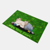 Sleepy Garden Helper Yorkie Doormat Fußmatte (Schrägansicht)
