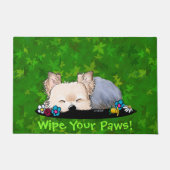 Sleepy Garden Helper Yorkie Doormat Fußmatte (Vorderseite)