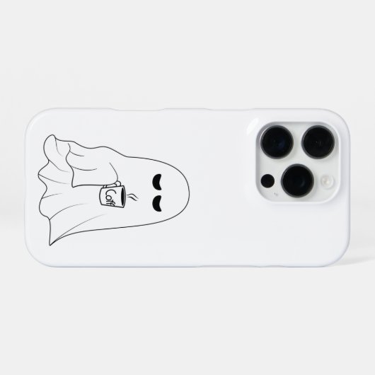 Sleepy Ghost with Coffee – Minimalist Cozy  iPhone Hülle (Rückseite (Horizontal))