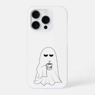 Sleepy Ghost with Coffee – Minimalist Cozy iPhone 16 Pro Hülle