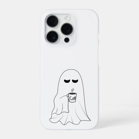 Sleepy Ghost with Coffee – Minimalist Cozy  iPhone Hülle (Rückseite)