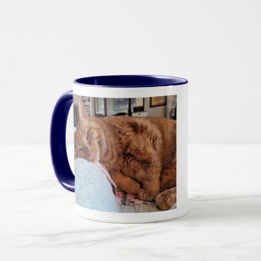 Sleepy Ginger Cat Morning Tasse (Vorderseite Links)