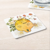 Sleepy Ginger Cat Rechteckiger Pappuntersetzer (angewinkelt)