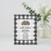 Sleepy Gingham Bear Baby Shower Einladung (Stehend Vorderseite)