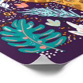 Sleepy Giraffe Tropisches Kinderzimmer im Lila Poster (Ecke)