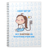 Sleepy Girl Coffee Lover on Blue Background Notizblock (Vorderseite)