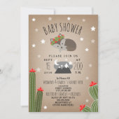 Sleepy Girl Wolf Pup Desert Mountains Baby Dusche Einladung (Vorderseite)