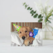Sleepy Golden Retriever in Pajamas Geburtstag Postkarte (Stehend Vorderseite)