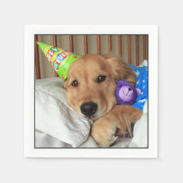 Sleepy Golden Retriever in Pajamas Geburtstag Serviette