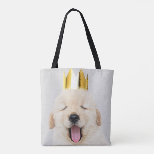 Sleepy Golden Retriever Puppy in Gold Crown Tasche (Rückseite)