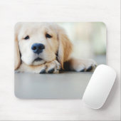 Sleepy Golden Retriever Puppy Mousepad (Mit Mouse)