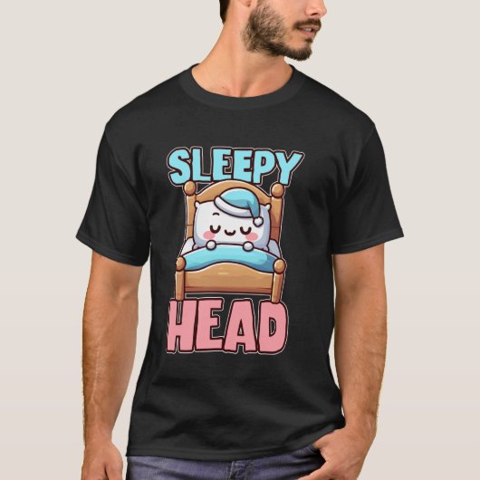 Sleepy Head Cute Bedtime Cartoon T-Shirt (Vorderseite)