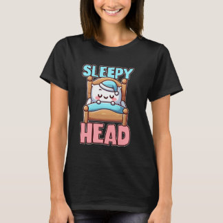 Sleepy Head Cute Bedtime Cartoon T-Shirt