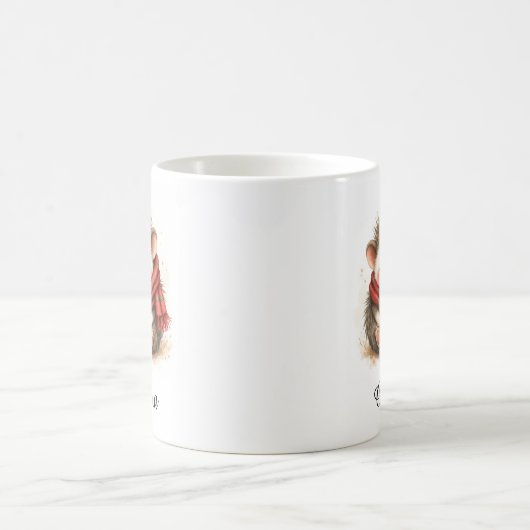 Sleepy Hedgehog in Cozy Scarf Custom Name Mug Kaffeetasse (Mittel)