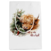Sleepy Highland Cow Gift Bag Mittlere Geschenktüte (Vorderseite)
