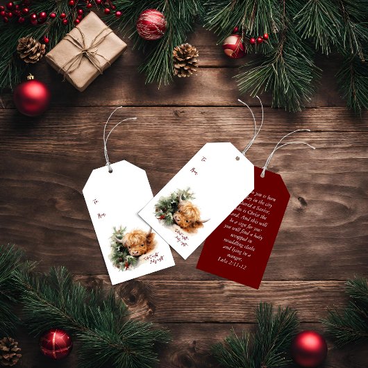 Sleepy Highland Cow Gift Tags Geschenkanhänger