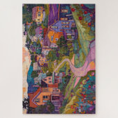 Sleepy Hillside Town - Wasserfarbe Puzzle (Vertikal)