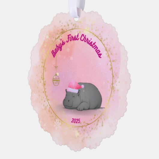 Sleepy Hippo Baby - Paper Ornament (Links)