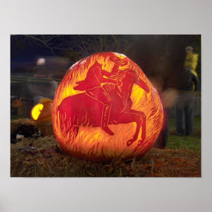Sleepy Hollow Carved Halloween Pumpkin Poster