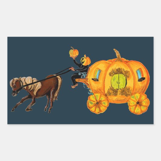 Sleepy Hollow Headless Horseman Pumpkin Carriage Rechteckiger Aufkleber (Vorderseite)