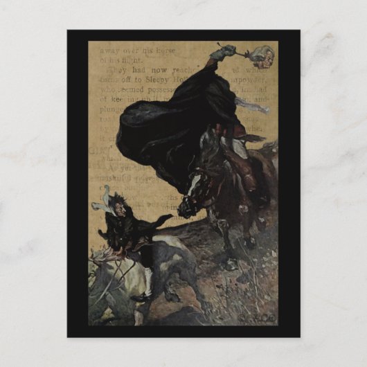 Sleepy Hollow Headless Horseman und Ichabod Postkarte (Vorderseite)