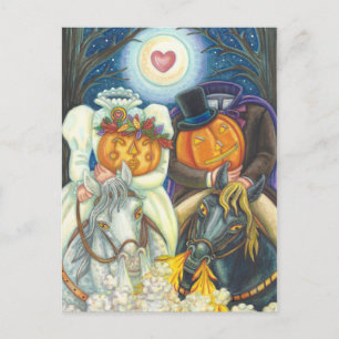 SLEEPY HOLLOW HOCHZEIT, KOPFLOSES REITER HALLOWEEN POSTKARTE