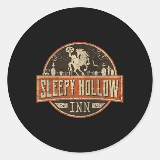 Sleepy Hollow Inn Halloween Kopfloses Pferd Runder Aufkleber (Vorderseite)