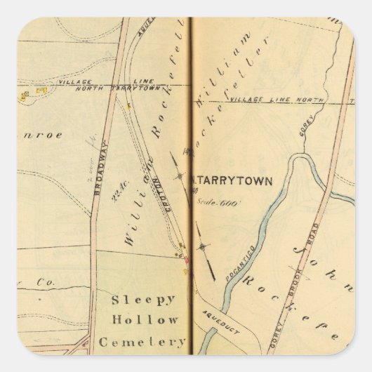 Sleepy Hollow, New York Quadratischer Aufkleber (Vorderseite)