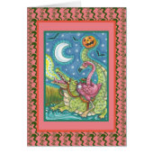SLEEPY HOLLOW PINK FLAMINGO & CROCODILE FUNNY CARD (Vorne)