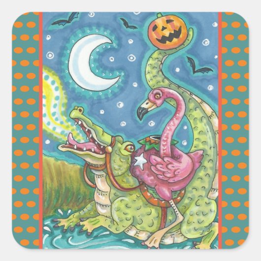 SLEEPY HOLLOW PINK FLAMINGO STICKERS SHEET Square (Vorderseite)