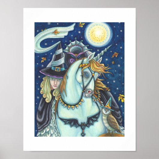 SLEEPY HOLLOW WITCH UNICORN OWL, HALLOWEEN FANTASY POSTER (Vorne)