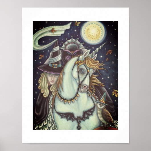 SLEEPY HOLLOW WITCH UNICORN OWL, HALLOWEEN FANTASY POSTER (Vorne)