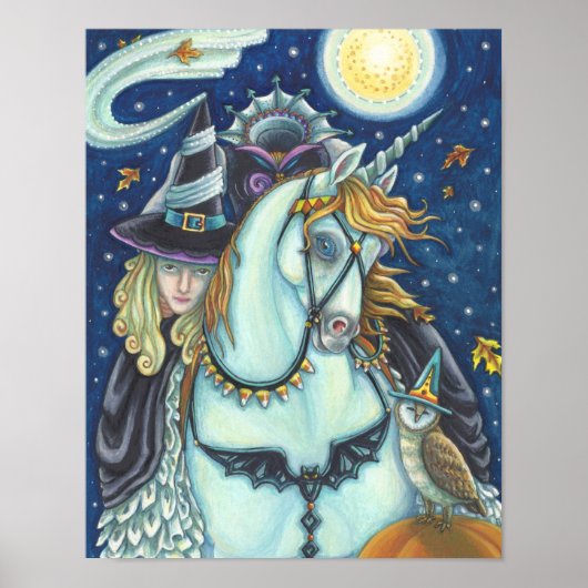 SLEEPY HOLLOW WITCH UNICORN OWL, HALLOWEEN FANTASY POSTER (Vorne)