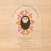 Sleepy Igel und Blume Geburtstagsparty Acryleinladungen (Vorderseite)