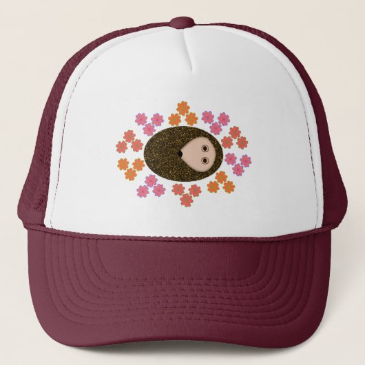 Sleepy Igel und Blume Hut Truckerkappe (Vorderseite)