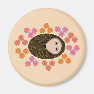 Sleepy Igel und Blume Magnet